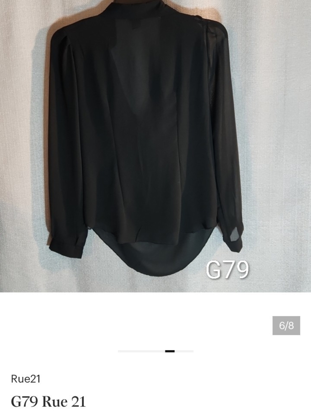 G79 Rue21 Black Draped Cowl Neck Sheer Blouse - Picture 4 of 8